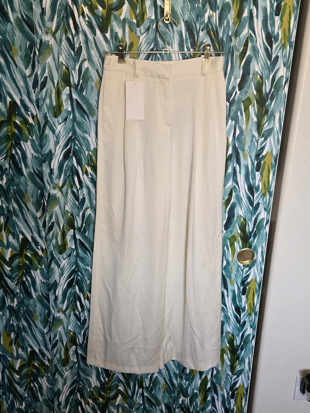 NWT Zara Classic Cream Women's Wide Leg Trousers